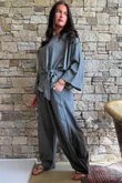 Lindin Linen Blend Kimono Top Washed Charcoal